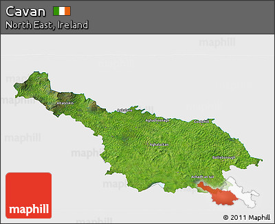 Satellite 3D Map of Cavan, single color outside