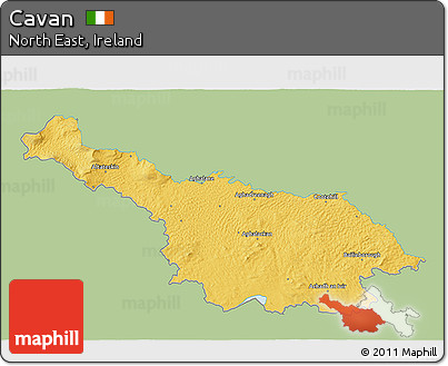 Savanna Style 3D Map of Cavan, single color outside