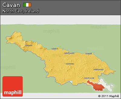 Savanna Style 3D Map of Cavan, single color outside