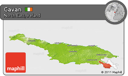 Physical Panoramic Map of Cavan, single color outside