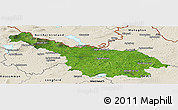 Satellite Panoramic Map of Cavan, shaded relief outside