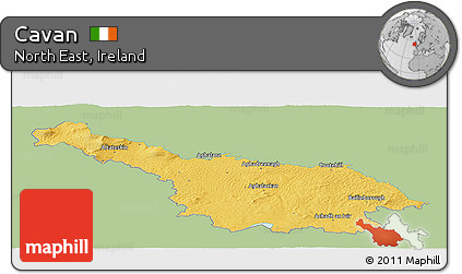 Savanna Style Panoramic Map of Cavan, single color outside