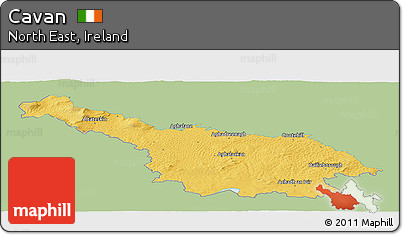 Savanna Style Panoramic Map of Cavan, single color outside