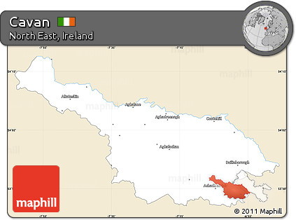 Classic Style Simple Map of Cavan, single color outside