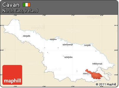 Classic Style Simple Map of Cavan, single color outside
