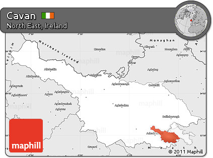 Silver Style Simple Map of Cavan