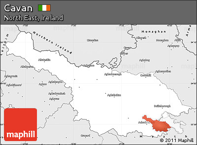 Silver Style Simple Map of Cavan
