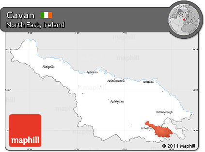 Silver Style Simple Map of Cavan, single color outside