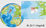 Physical Location Map of Sligo, highlighted country, highlighted parent region, within the entire country