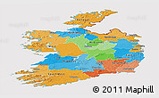 Political Panoramic Map of Ireland, cropped outside