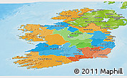 Political Panoramic Map of Ireland, physical outside