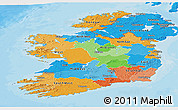 Political Panoramic Map of Ireland, political shades outside