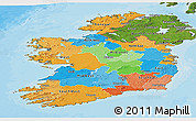 Political Panoramic Map of Ireland, satellite outside, bathymetry sea