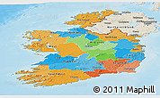 Political Panoramic Map of Ireland, shaded relief outside