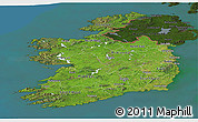 Satellite Panoramic Map of Ireland, darken, land only