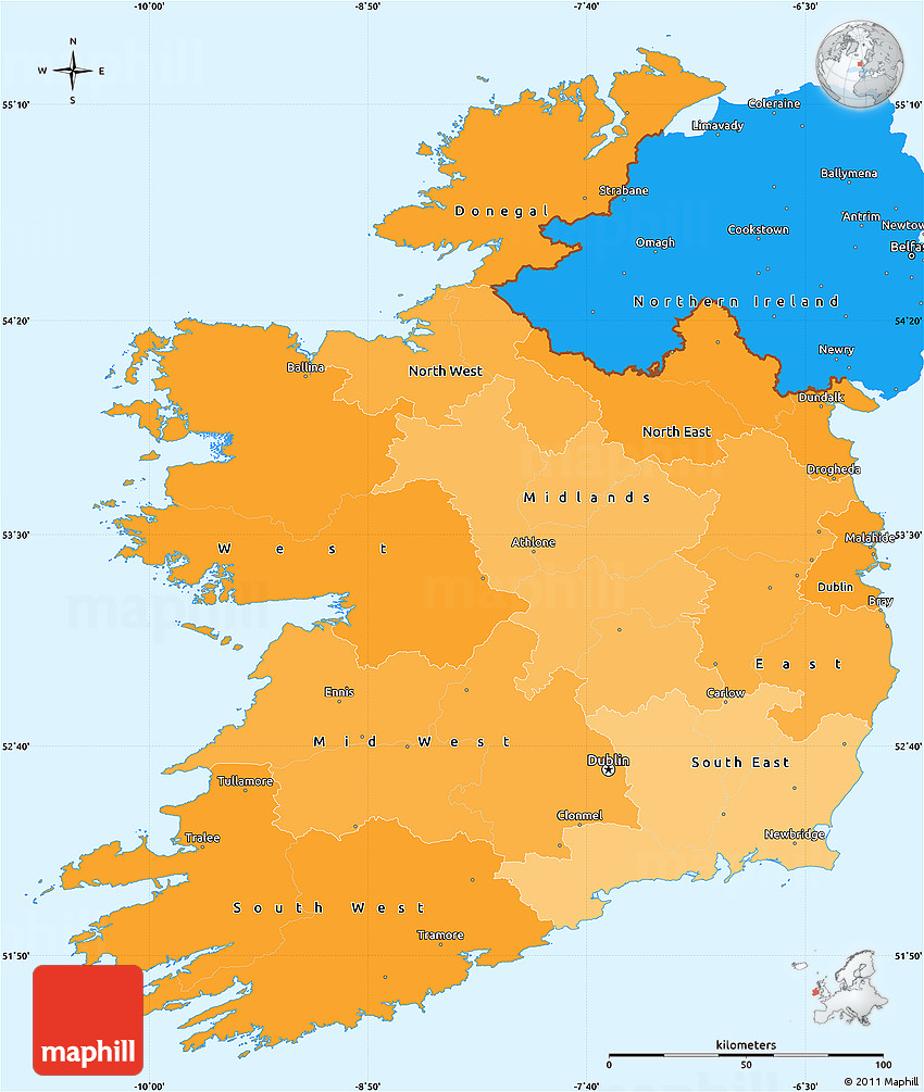 Political Shades Simple Map Of Ireland