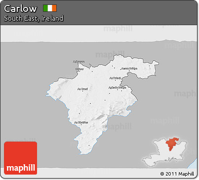 Gray 3D Map of Carlow, single color outside
