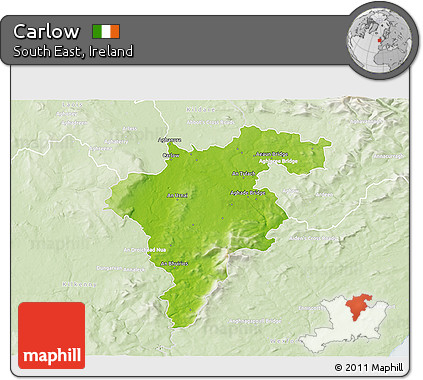 Physical 3D Map of Carlow, lighten