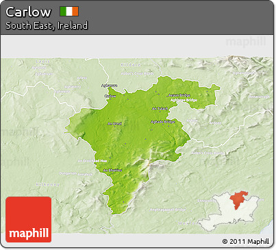 Physical 3D Map of Carlow, lighten
