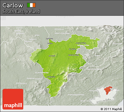 Physical 3D Map of Carlow, lighten, semi-desaturated