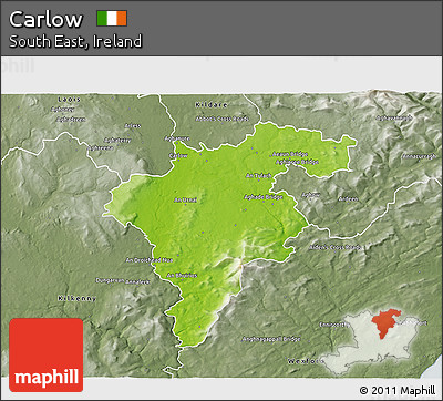 Physical 3D Map of Carlow, semi-desaturated