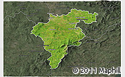 Satellite 3D Map of Carlow, darken, semi-desaturated