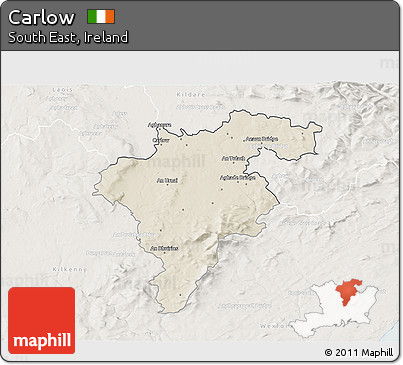 Shaded Relief 3D Map of Carlow, lighten