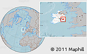 Gray Location Map of Carlow, highlighted country, hill shading