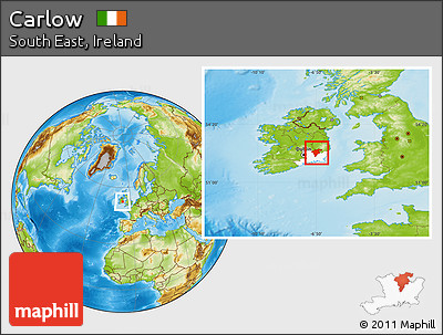 Physical Location Map of Carlow, highlighted parent region