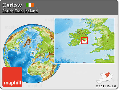 Physical Location Map of Carlow, highlighted parent region