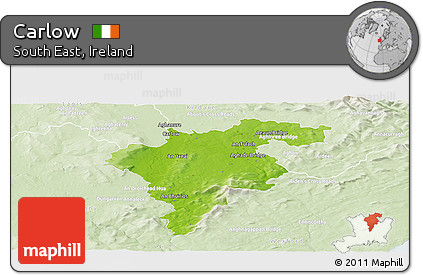 Physical Panoramic Map of Carlow, lighten