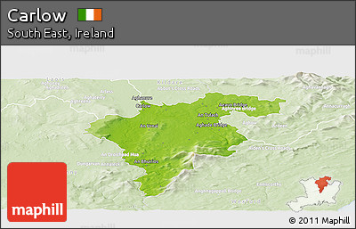 Physical Panoramic Map of Carlow, lighten