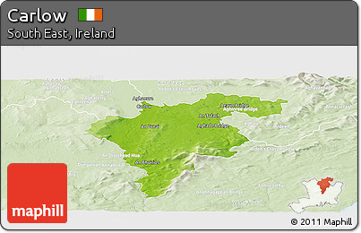 Physical Panoramic Map of Carlow, lighten