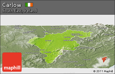 Physical Panoramic Map of Carlow, semi-desaturated