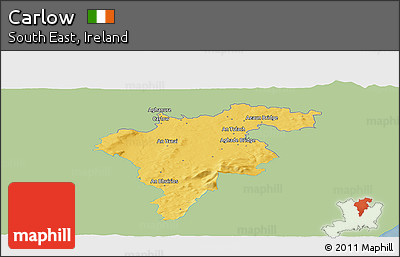 Savanna Style Panoramic Map of Carlow, single color outside