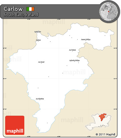 Classic Style Simple Map of Carlow, single color outside