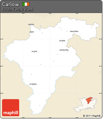 Classic Style Simple Map of Carlow, single color outside