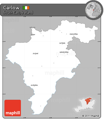 Gray Simple Map of Carlow, single color outside