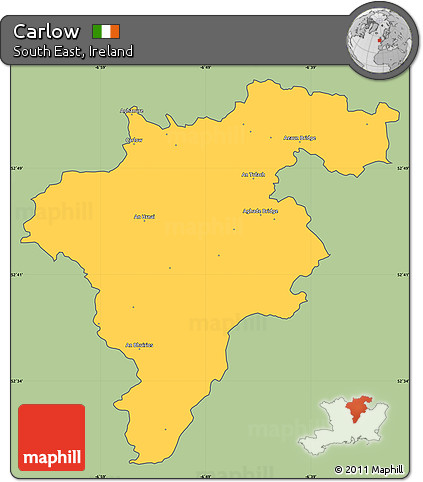 Savanna Style Simple Map of Carlow, cropped outside