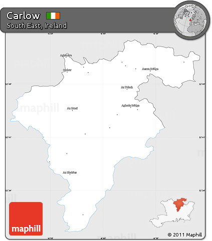 Silver Style Simple Map of Carlow, single color outside