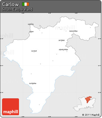 Silver Style Simple Map of Carlow, single color outside