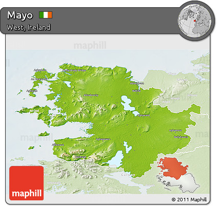 Physical 3D Map of Mayo, lighten