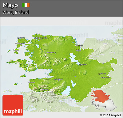 Physical 3D Map of Mayo, lighten