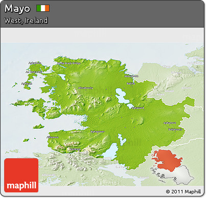 Physical 3D Map of Mayo, lighten