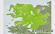 Physical 3D Map of Mayo, semi-desaturated
