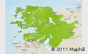Physical 3D Map of Mayo, shaded relief outside