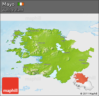 Physical 3D Map of Mayo, single color outside