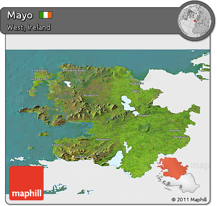 Satellite 3D Map of Mayo, single color outside