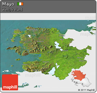 Satellite 3D Map of Mayo, single color outside