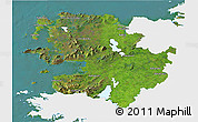 Satellite 3D Map of Mayo, single color outside
